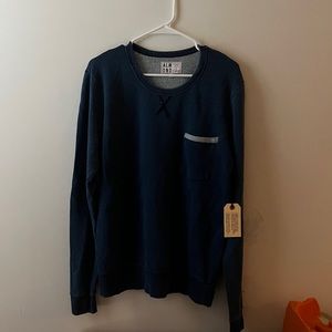 Almond Surfboard Blue Pocket Pullover.  NWT